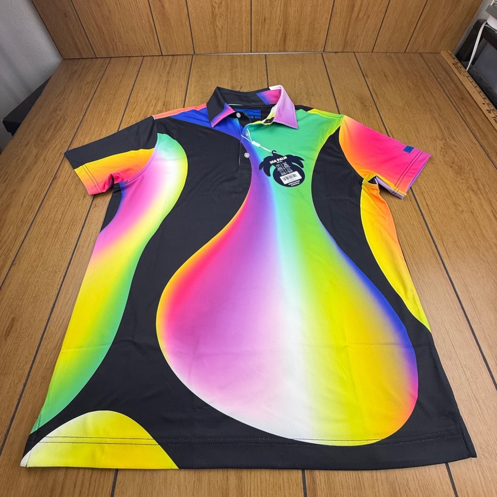 USA Palm Lava Lamp Golf Polo Shirt Mens Large Silky Soft Multi-Color PL1222-L